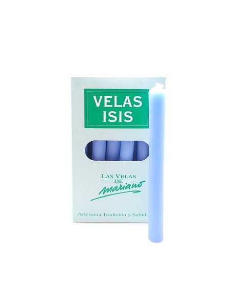 Boîte de bougies Velas Isis II bleu ciel - Encens.fr | Bougies