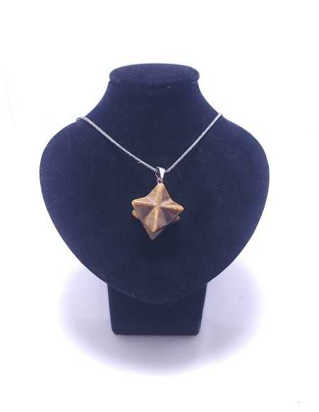Pendentif Merkaba en Oeil de tigre - Encens.fr