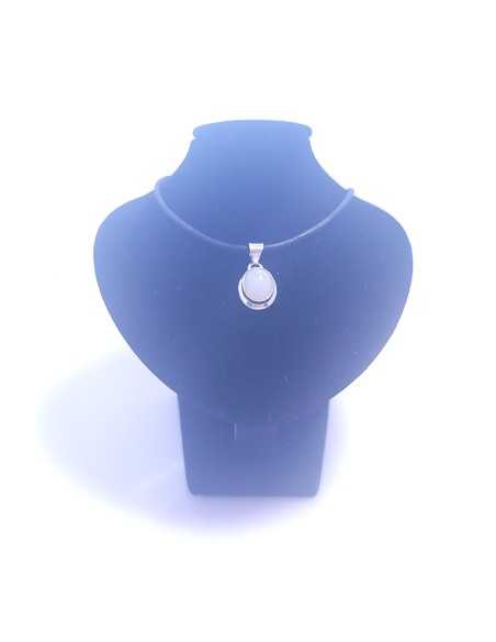 Pendentif cerclé argent en Pierre de Lune Rainbow 2g - Encens.fr