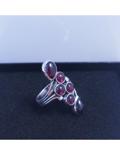 Bague réglable grappe en argent et Grenat 2