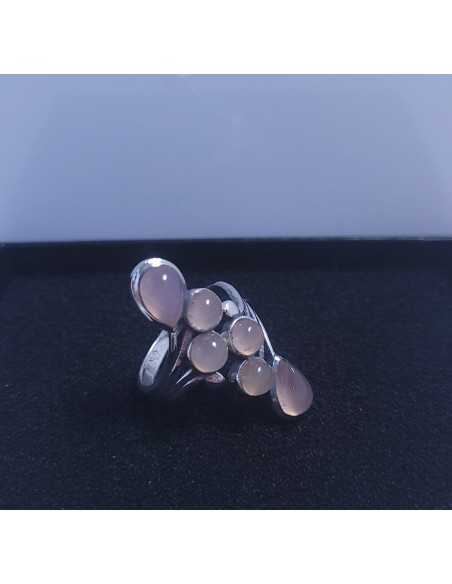 Bague autoréglable grappe en Quartz rose