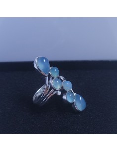 Bague réglable grappe en argent et Aigue marine 2