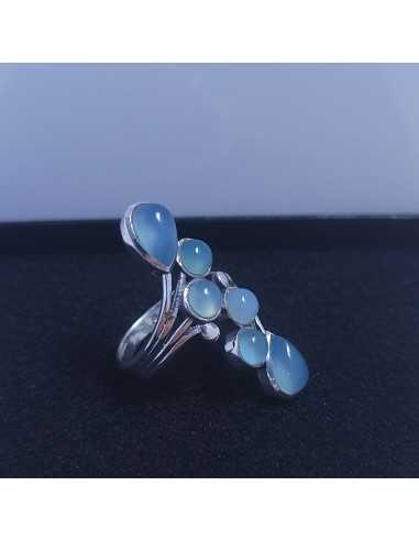 Bague autoréglable grappe en Aigue marine