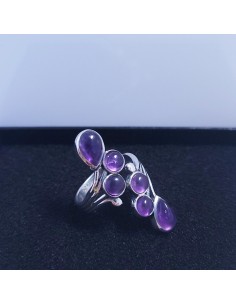 Bague réglable grappe en argent et Améthyste 2