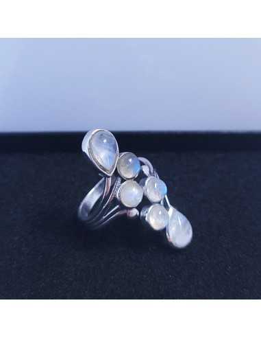 Bague autoréglable en Pierre de lune - Encens.fr