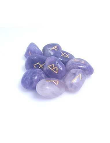 Set de runes en Améthyste pour la protection et l'équilibre spirituel