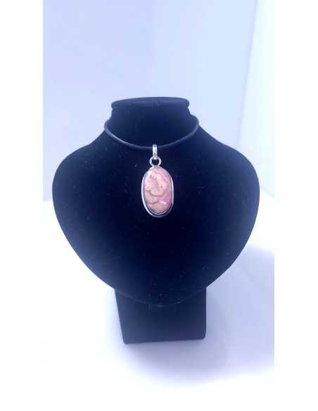 Pendentif cerclé argent en Rhodocrosite 6g - Encens.fr