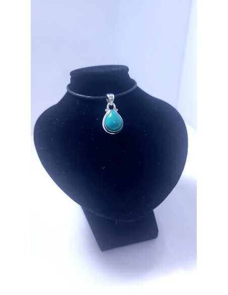 Pendentif cerclé argent en Turquoise 4g - Encens.fr