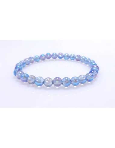 Bracelet 6 mm en Aqua Aura - Élégance et Harmonie pour une énergie positive