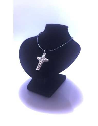 Médaille Croix de Jésus en métal argenté - Symbole de foi et protection divine