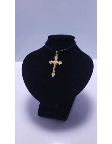 Médaille Croix de Jésus en métal doré - Symbole de foi et protection divine | Encens.fr