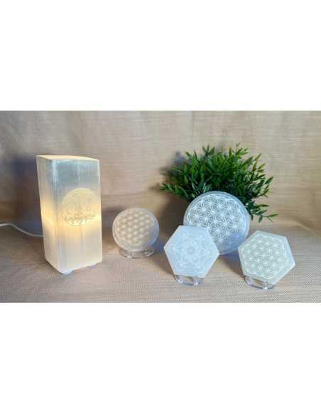 Lampe en sélénite, environ 30 cm de hauteur pas cher - Encens.fr - Boutique ésotérique en ligne