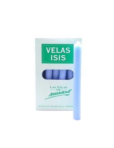 Boîte de bougies Velas Isis II bleu ciel - Encens.fr | Bougies