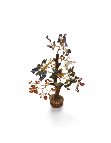 Arbre de Vie 7 chakras avec socle en bois 30 cm – Énergie et Sérénité