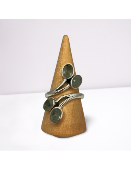 Bague argent 925 réglable avec Aigue-Marine naturelle