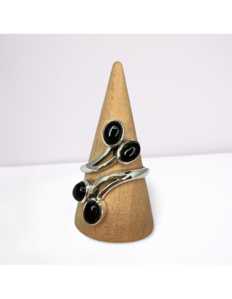 Bague argent 925 réglable avec Obsidienne Œil Céleste