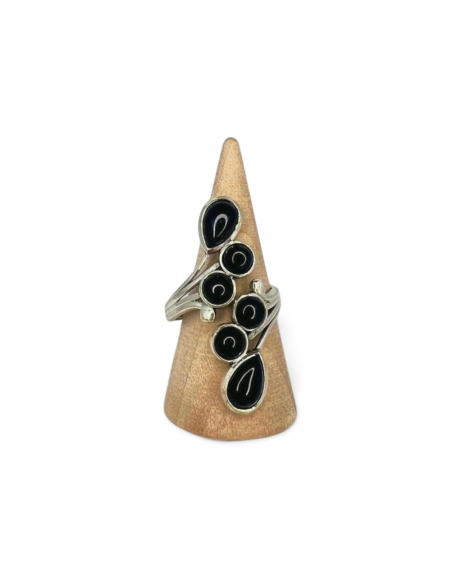 Bague réglable en argent 925 avec Obsidienne Œil Céleste