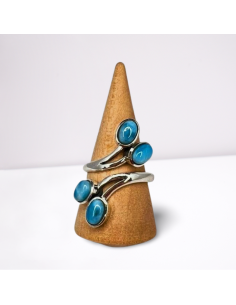 Bague réglable en Argent et Larimar