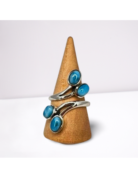 Bague réglable en Argent et Larimar