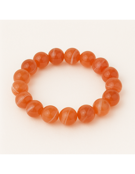 Bracelet 8 mm en agate carnéolée - Encens.fr