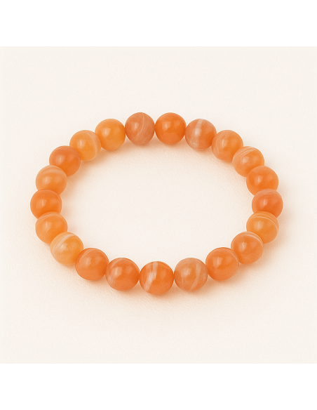 bracelet 6 mm en agate carneolée
