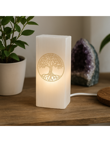 Lampe en sélénite, environ 30 cm de hauteur pas cher - Encens.fr - Boutique ésotérique en ligne