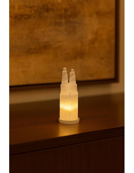 Lampe minérale en sélénite double 35 cm