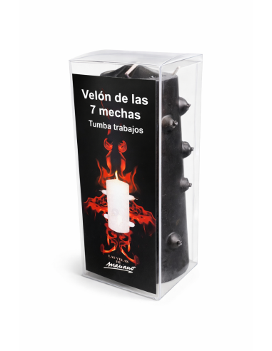 Photo de Bougie des 7 mèches  noire - Encens.fr - Boutique ésotérique en ligne - vente de Bougie des 7 mèches  noire