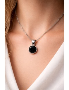 Pendentif cerclé argent en Spinelle noire faceté - Encens.fr 2