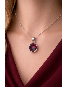 Pendentif cerclé argent en Topaze mystique faceté - Encens.fr 2