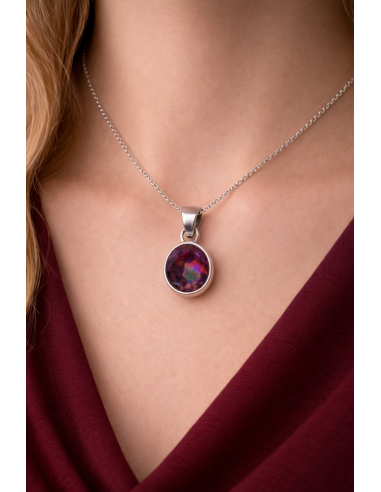 Pendentif cerclé argent en Topaze mystique faceté - Encens.fr