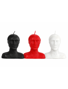 Bougie Tête d’Homme Noir, Rouge ou Blanc