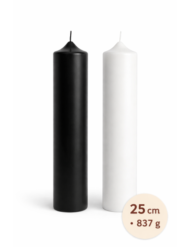 Bougie Droite Noire ou Blanche 25 cm