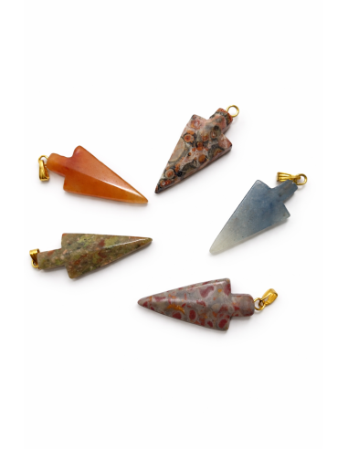 Lot de pendentifs flèche en pierres naturelles – Protection & force