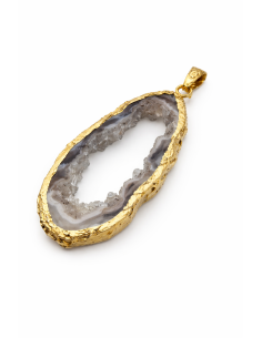 Pendentif agate naturelle dorée – Élégance & protection