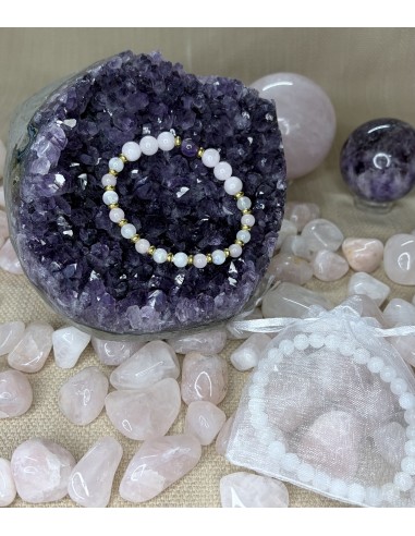 Bracelet Amour & Intuition – Quartz Rose, Pierre de Lune & Améthyste