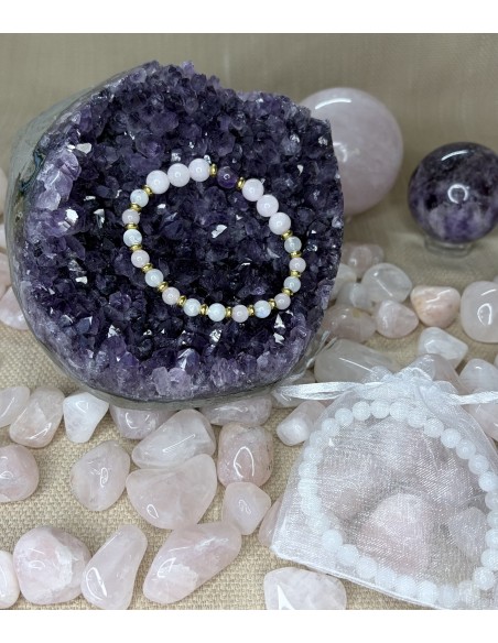 Bracelet Amour & Intuition – Quartz Rose, Pierre de Lune & Améthyste