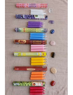 Coffret Énergétique Chakra – Encens, Bougies & Pierre de Soin pour Harmonisation