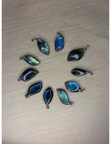 Lot de 10 pendentifs labradorite percée – Pierre naturelle