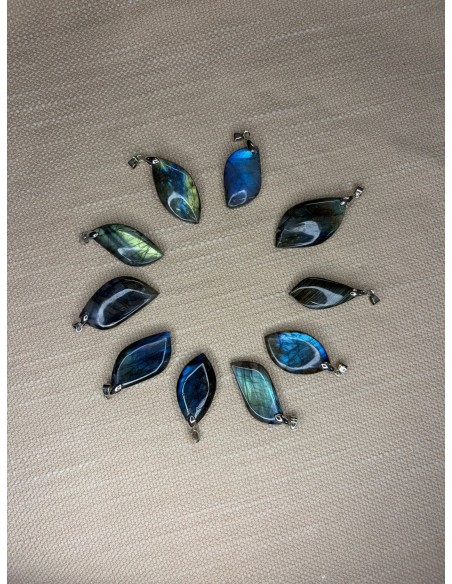 Lot de 10 pendentifs labradorite percée – Pierre naturelle