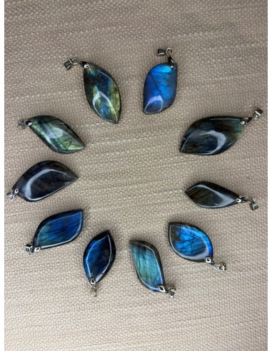 Lot de 10 pendentifs labradorite percée – Pierre naturelle
