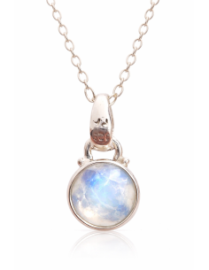 Pendentif cerclé en argent et pierre de lune avec sa chaîne - Élégance et éclat pour sublimer votre tenue