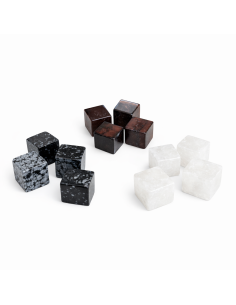 Cube en Pierre Naturelle – Obsidienne Neige, Cristal de Roche ou Taureau