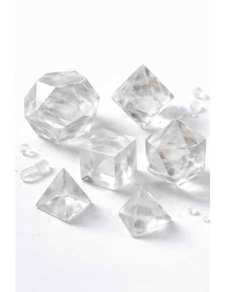Les 5 solides de Platon en cristal de roche