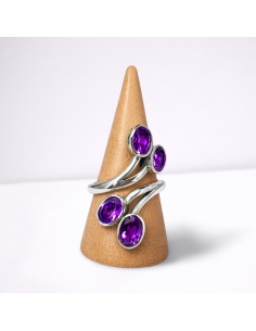 Bague réglable en Argent et Améthyste