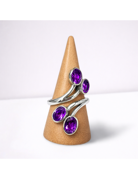 Bague réglable en Argent et Améthyste