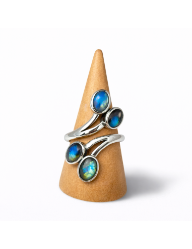Bague réglable en Argent et Labradorite facettée