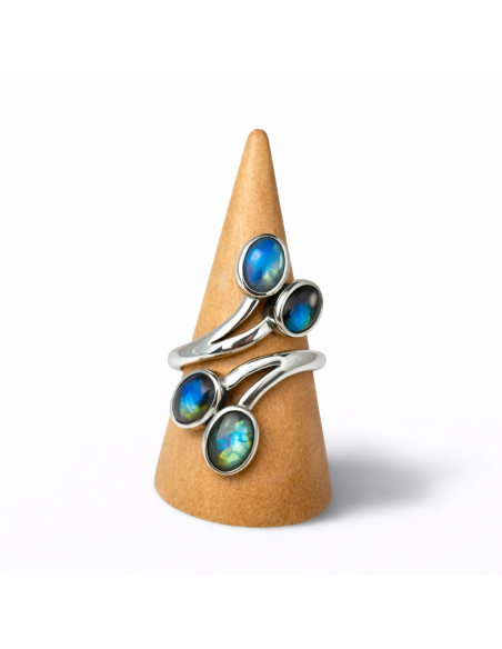 Bague réglable en Argent et Labradorite facettée