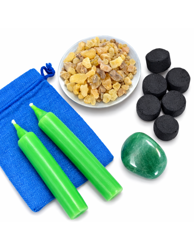 Rituel Abondance – Bougies Vertes, Aventurine et Copal