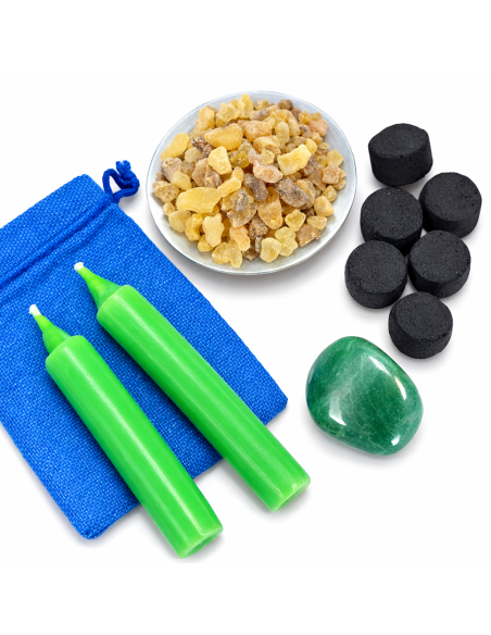 Rituel Abondance – Bougies Vertes, Aventurine et Copal